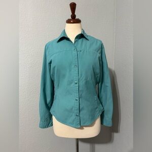 REÍ Women Turquoise Hiking Long Sleeves Collared Button-Down Sporty Shirt Size S